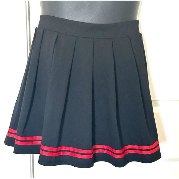 Wild Fable Pleated Black Skirt With Red Stripes XXL Polyester Blend - Picture 1 of 5
